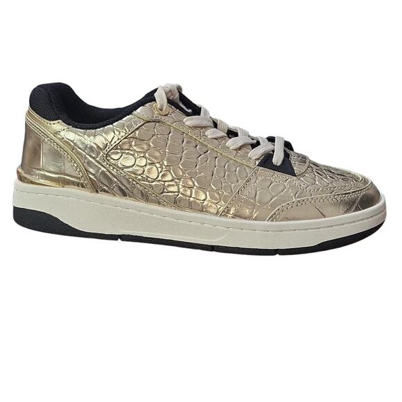 Michael Kors Rebel Metallic Croc Leather Sneaker Shoe Sz 7M - Picture 1 of 2